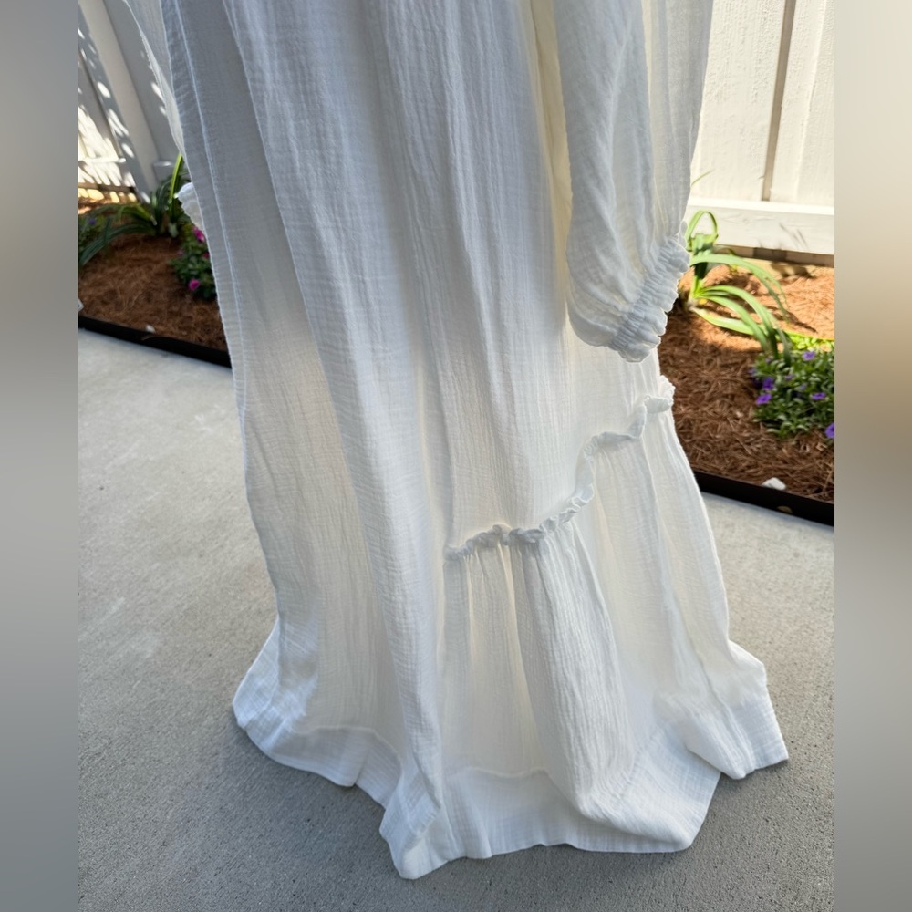 H & M White Gauze Maxi Dress L - Picture 11 of 16